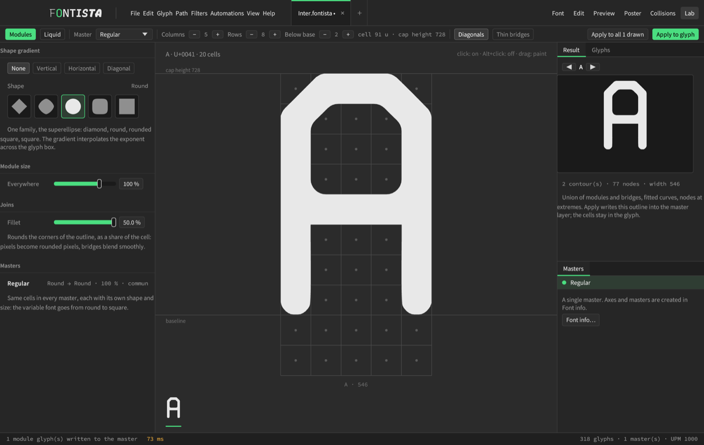 Modules workshop: an A of twenty round cells